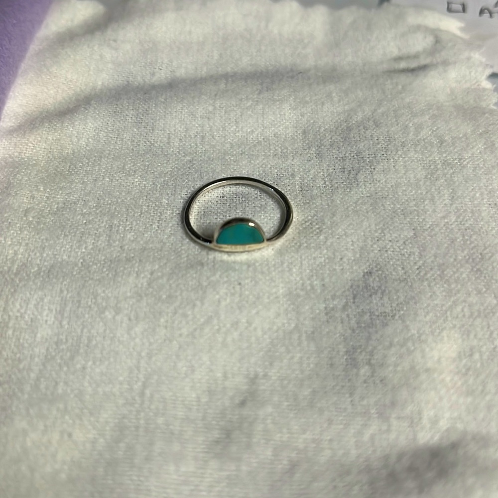 Half moon sterling silver and turquoise ring, size 6